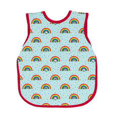 BapronBaby Eric Carle Rainbow Caterpillar Bapron front view protects outfits during meals.