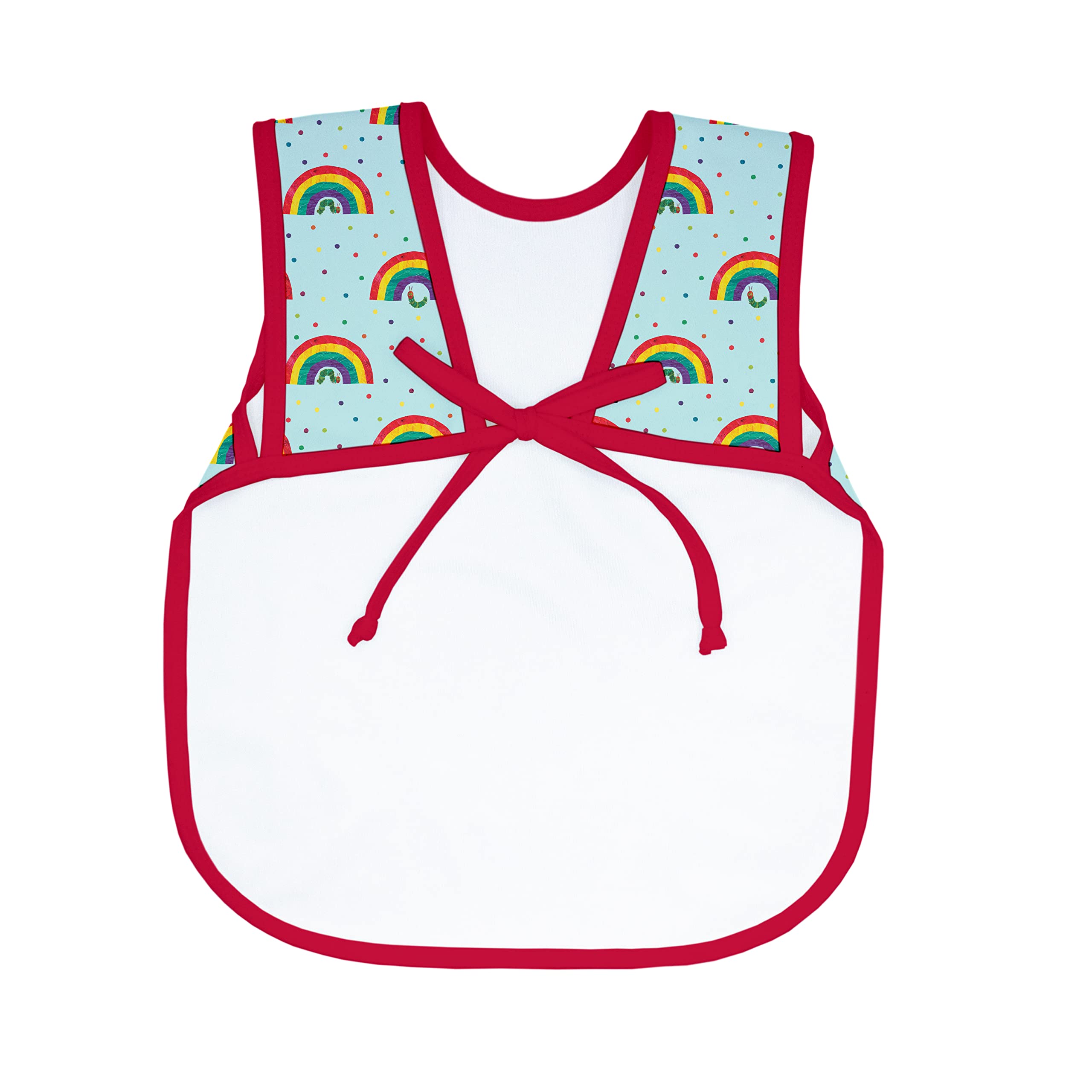 BapronBaby Eric Carle Rainbow Caterpillar Bapron tie-strap design supports safe wear.