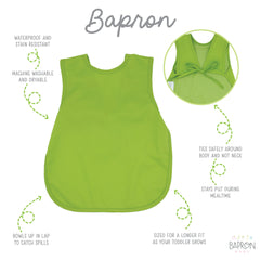BapronBaby Ribbit Bapron closeup waterproof layer highlights durable, scrub-friendly fabric.
