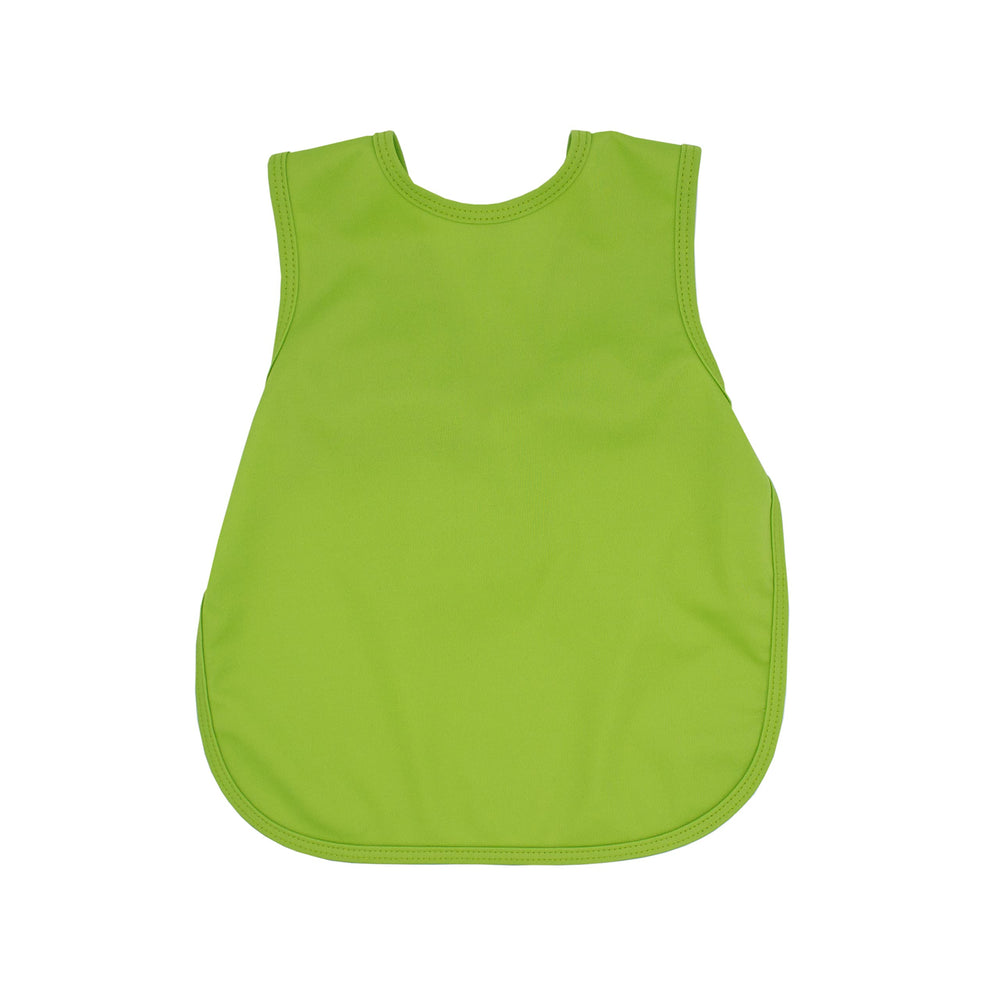 BapronBaby Ribbit Bapron front view demonstrates safe neck-tie design with full-coverage protection.