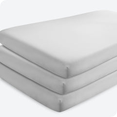 Bare Home 3-pack fitted crib sheet cloud grey on mattress for snug, secure fit