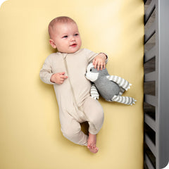 Bare Home 3-Pack Crib Sheet Close-up, soft microfiber texture supports cozy naps.