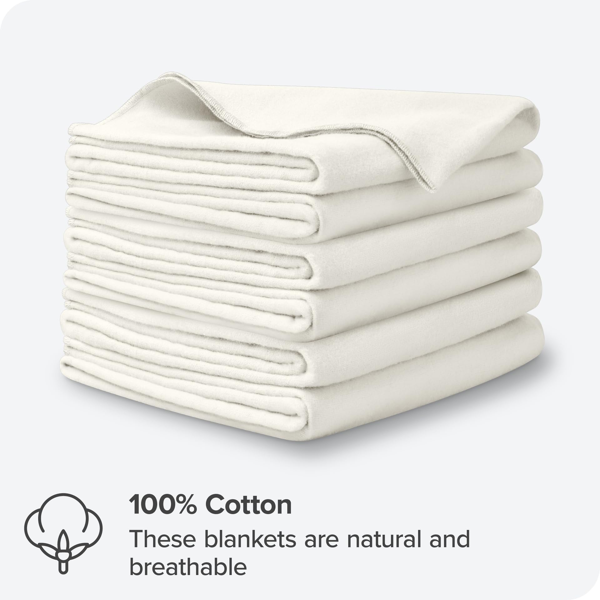 Bare Home cream flannel blanket in swaddle, cozy and snug for nap time.