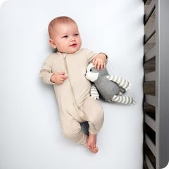 Bare Home crib sheets elastic edge ensures snug fit on standard mattresses.