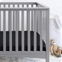 Bare Home crib sheets microfiber close-up highlights ultra-soft fabric and breathability.