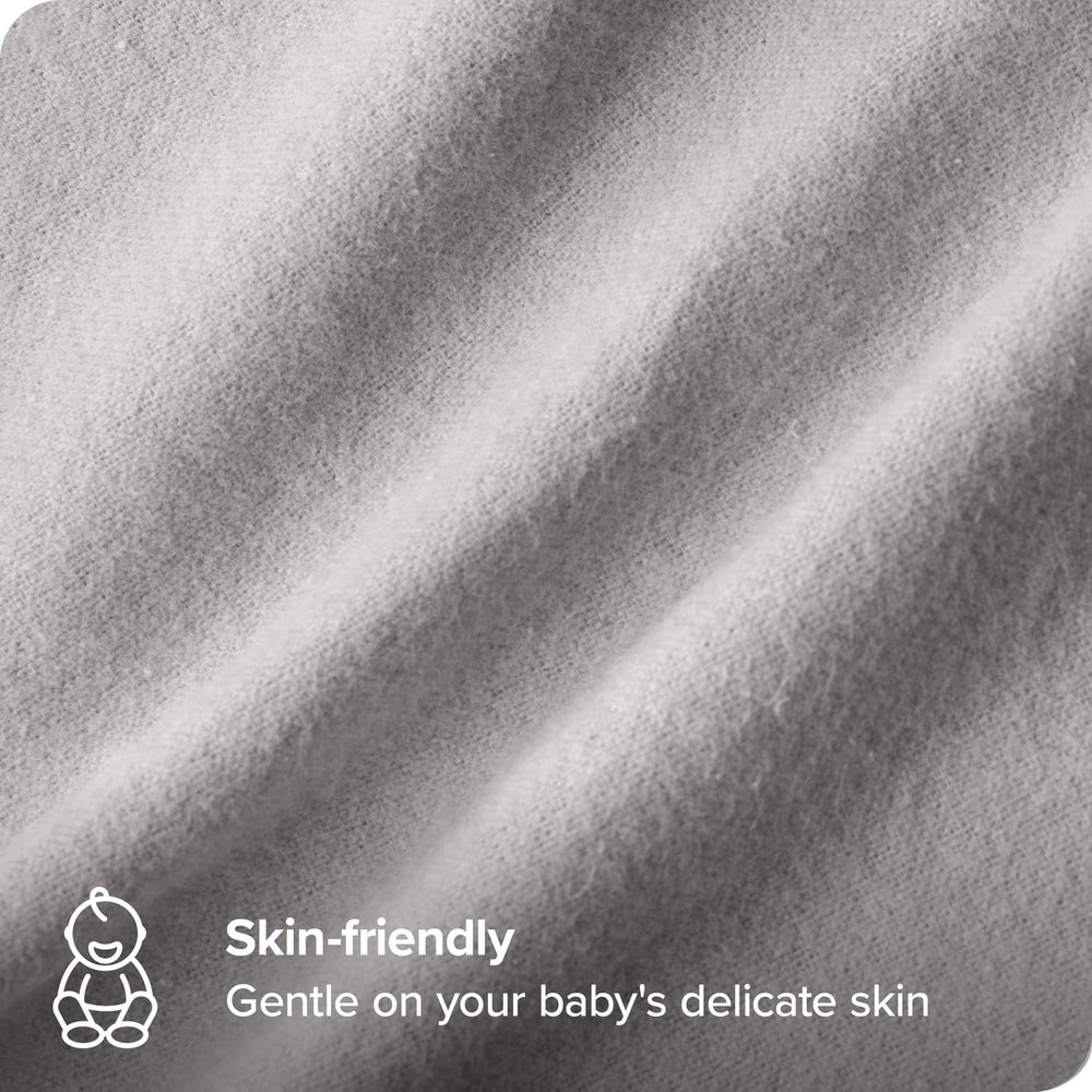 Bare Home flannel blanket wash-care close-up highlights durable edge stitch