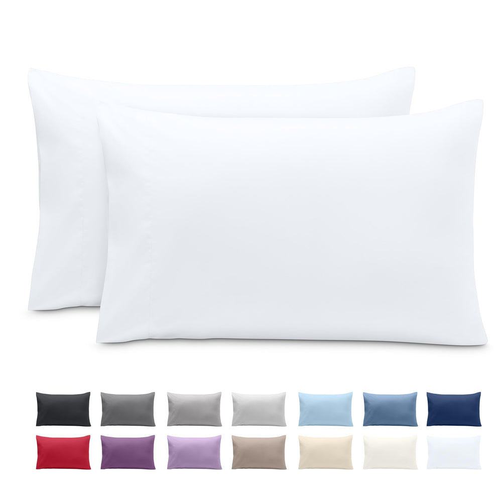 Bare Home microfiber toddler pillowcase front view emphasizes soft, easy-care white bedding.