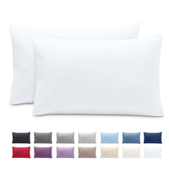 Bare Home microfiber toddler pillowcase front view emphasizes soft, easy-care white bedding.