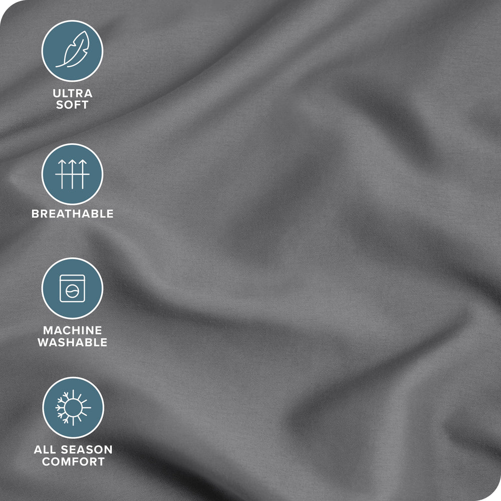 Bare Home pillowcase grey stain-fade-wrinkle resistant surface for easy upkeep