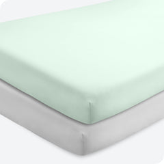 Bare Home Spring Mint crib sheet close-up shows ultra-soft microfiber texture for baby comfort.