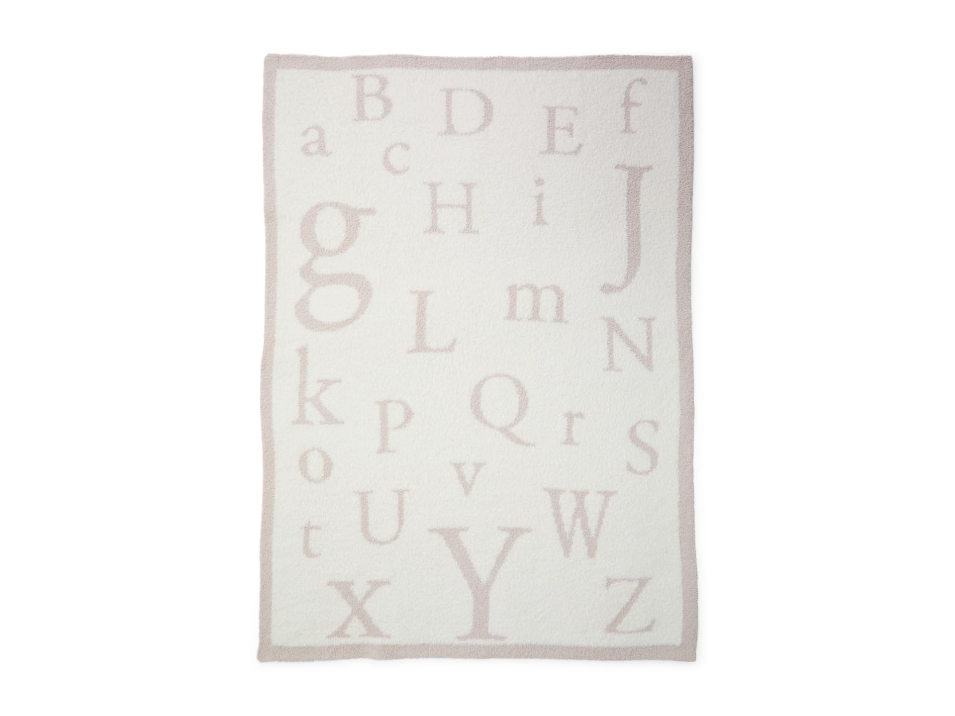 Barefoot Dreams CozyChic ABC Blanket Stone-Cream fabric detail highlights soft microfiber texture for baby comfort.