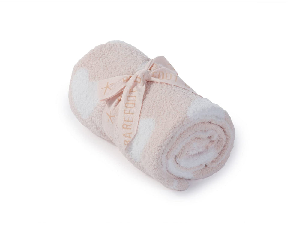 Barefoot Dreams CozyChic Dream Receiving Blanket in Pink-hearts pattern supports cozy snuggles and daytime comfort.
