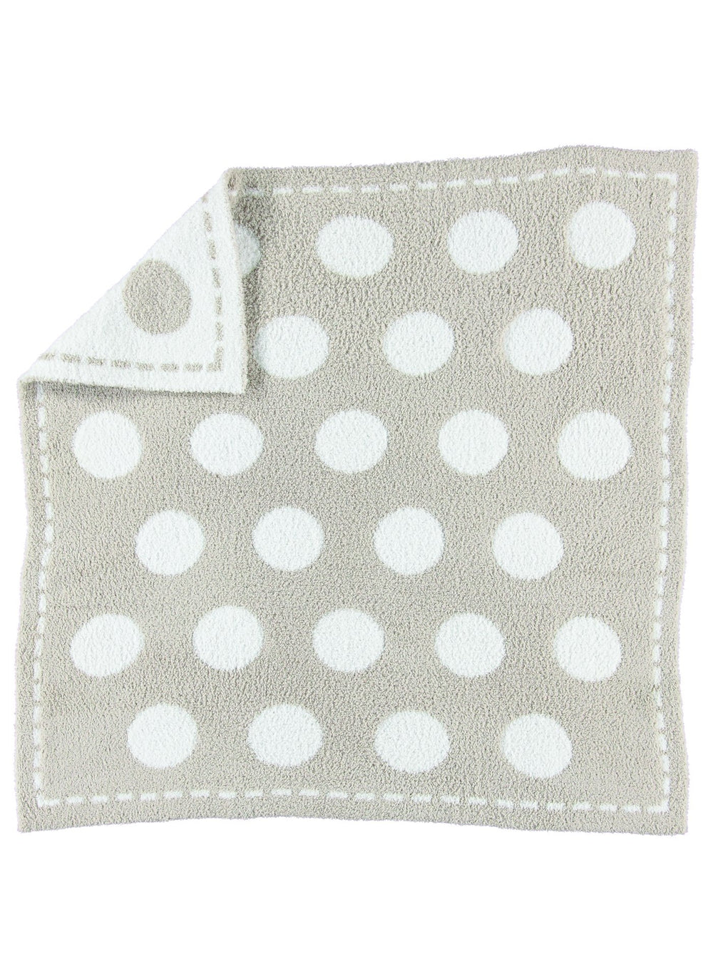 Barefoot Dreams CozyChic Dream Receiving Blanket in Stone-White Circles close-up texture showing plush warmth for baby.