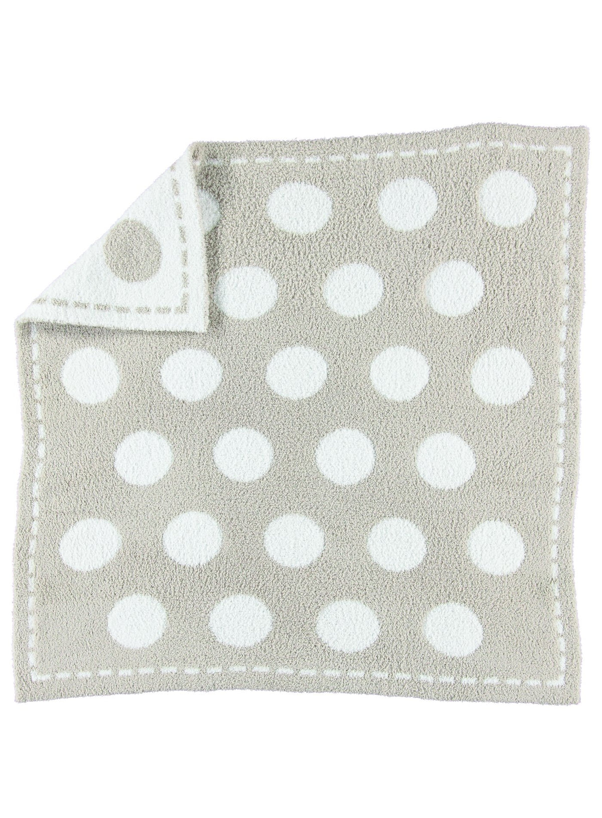Barefoot Dreams CozyChic Dream Receiving Blanket in Stone-White Circles close-up texture showing plush warmth for baby.