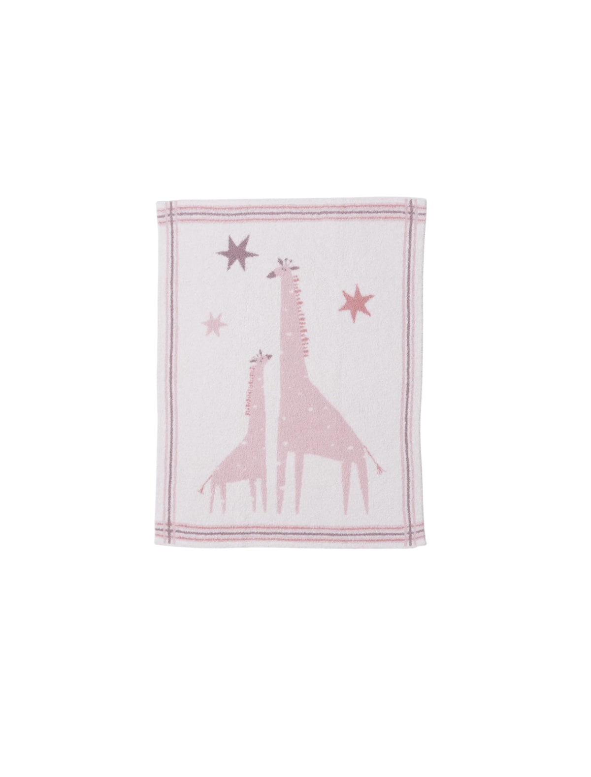 Barefoot Dreams CozyChic Giraffe stroller blanket in Dusty Rose with a soft giraffe motif for on-the-go comfort