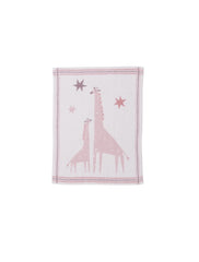 Barefoot Dreams CozyChic Giraffe stroller blanket in Dusty Rose with a soft giraffe motif for on-the-go comfort