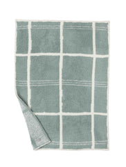 Barefoot Dreams CozyChic Grid Plaid Stroller Blanket in Sage Green-Cream for on-the-go warmth.