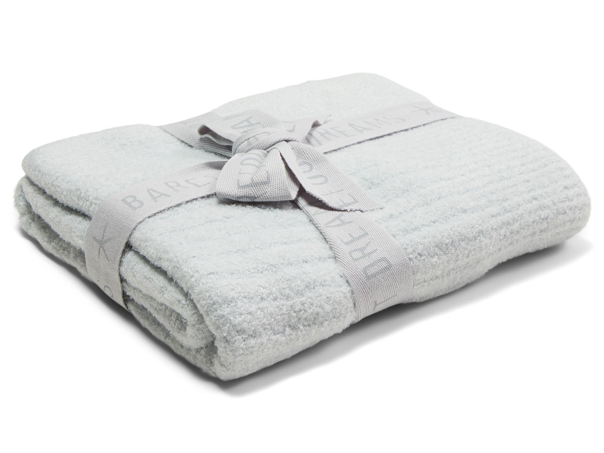 Barefoot Dreams CozyChic Lite blanket blue closeup shows velvety softness for baby skin.