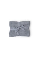 Barefoot Dreams CozyChic Lite Waffle Blanket Moonbean in stroller shows versatile, lightweight warmth.