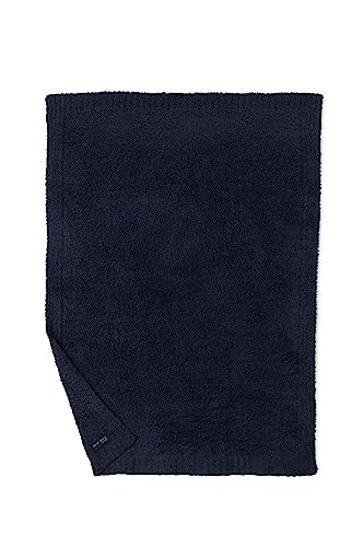 Barefoot Dreams CozyChic Stroller Blanket Indigo closeup fabric detail highlights plush microfiber.