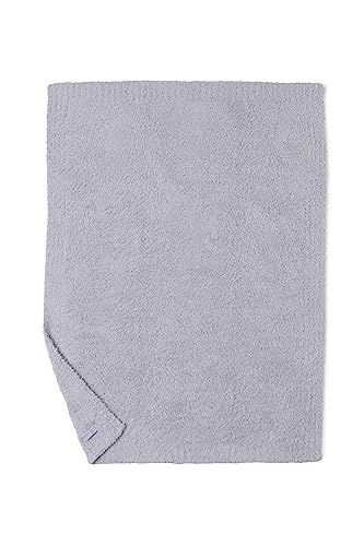 Barefoot Dreams CozyChic stroller blanket Oyster fabric closeup shows 100% polyester microfiber softness