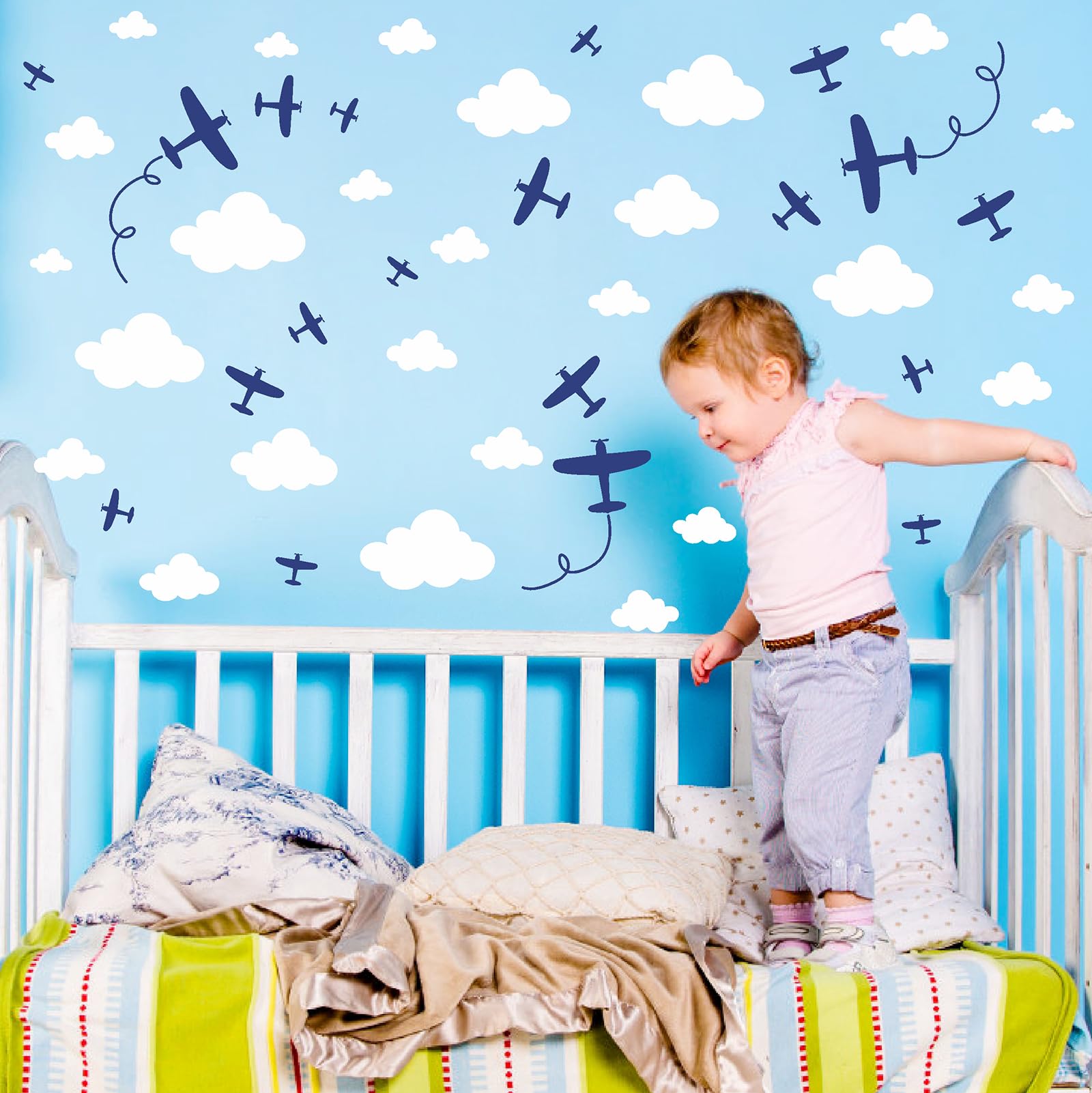 Barri Design Airplane Wall Stickers clouds brighten nursery with white cloud accents