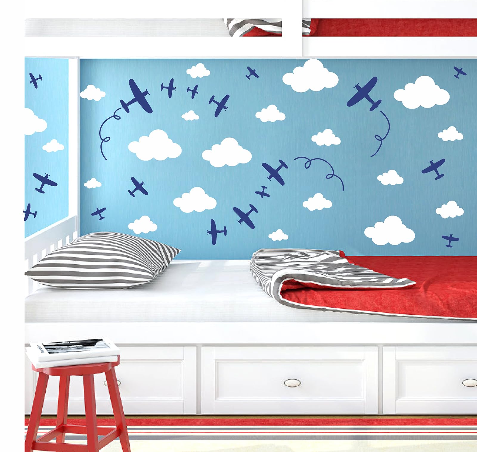 Barri Design Airplane Wall Stickers removable and residue-free for easy redecoration
