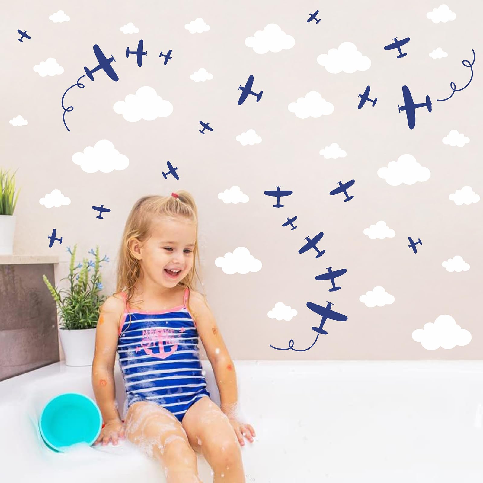 Barri Design Airplane Wall Stickers repositionable design for quick room updates