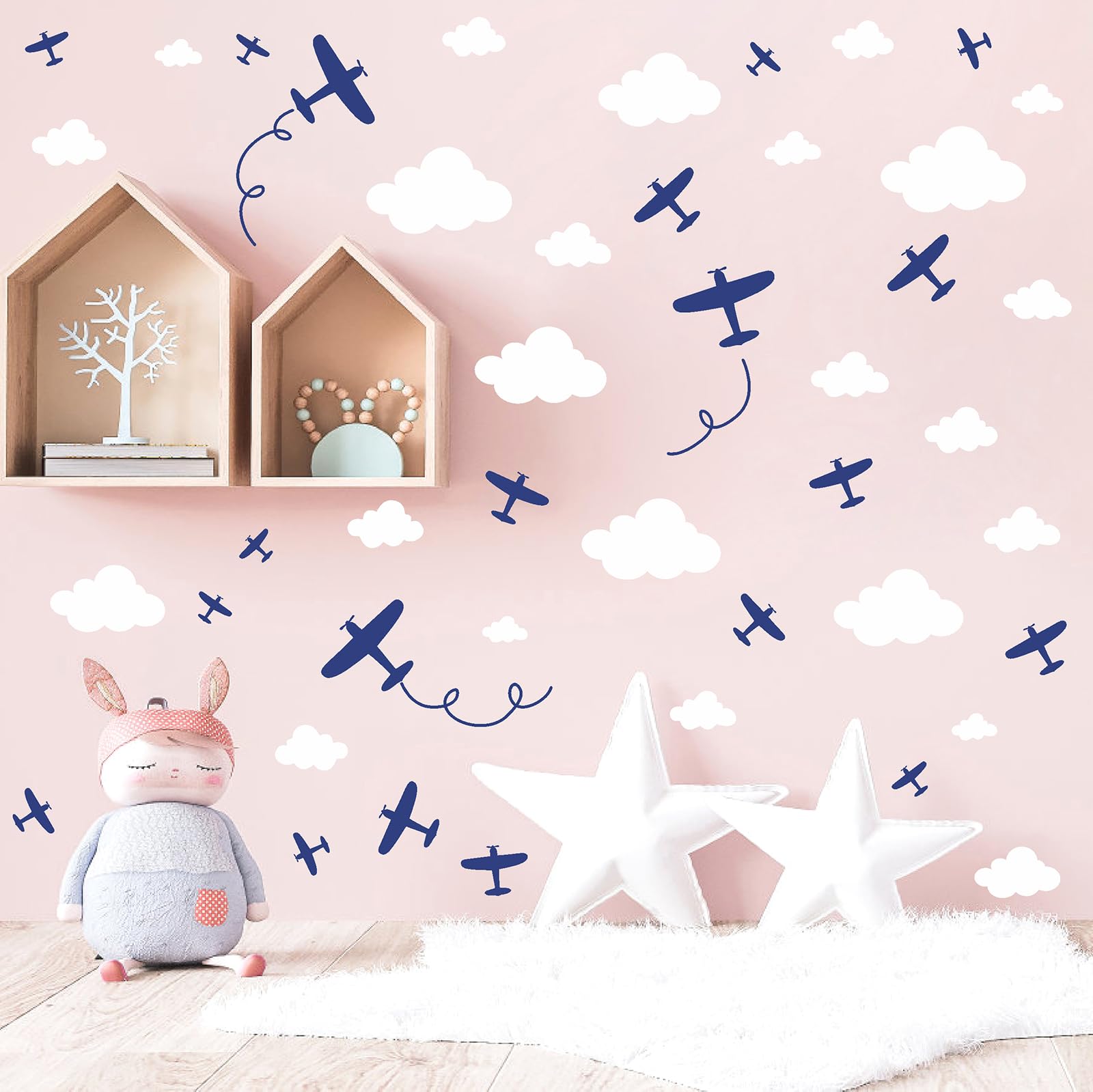 Barri Design Airplane Wall Stickers smooth-surface friendly for mirrors and doors