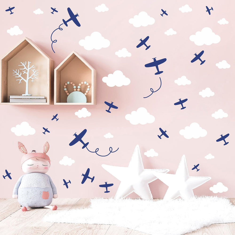 Barri Design Airplane Wall Stickers smooth-surface friendly for mirrors and doors