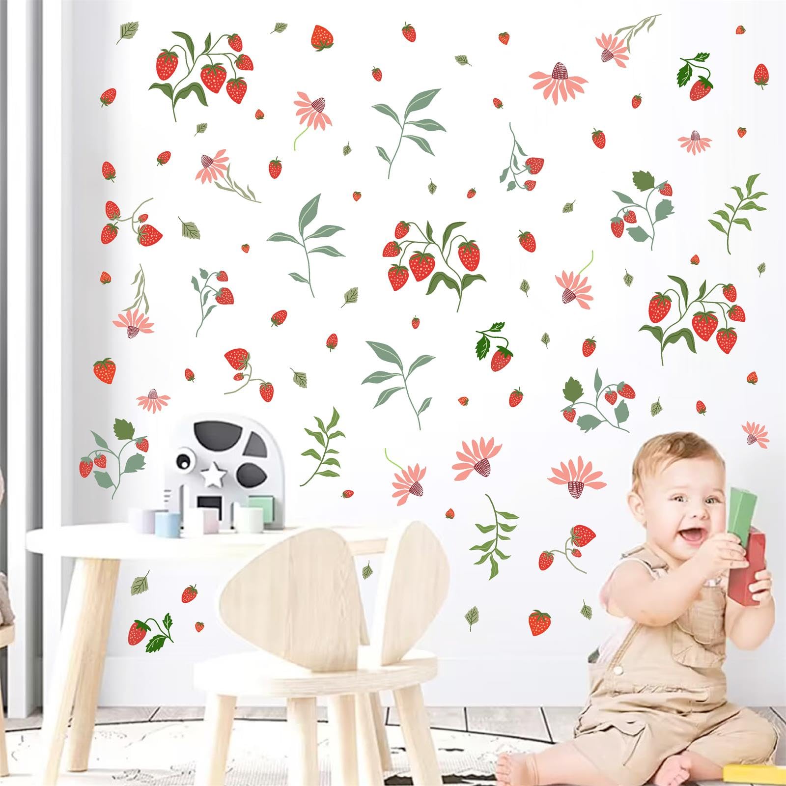 Barri Design Bedroom and dining room wall decor with cute strawberry accents.