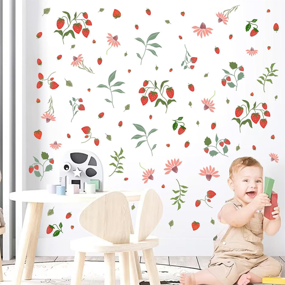 Barri Design Bedroom and dining room wall decor with cute strawberry accents.