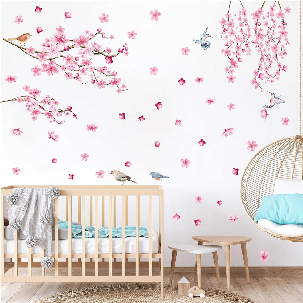 Barri Design bird and branch wall sticker provides playful focal point.