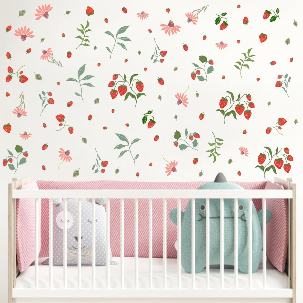 Barri Design Removable Strawberries wall sticker is repositionable without wall damage.