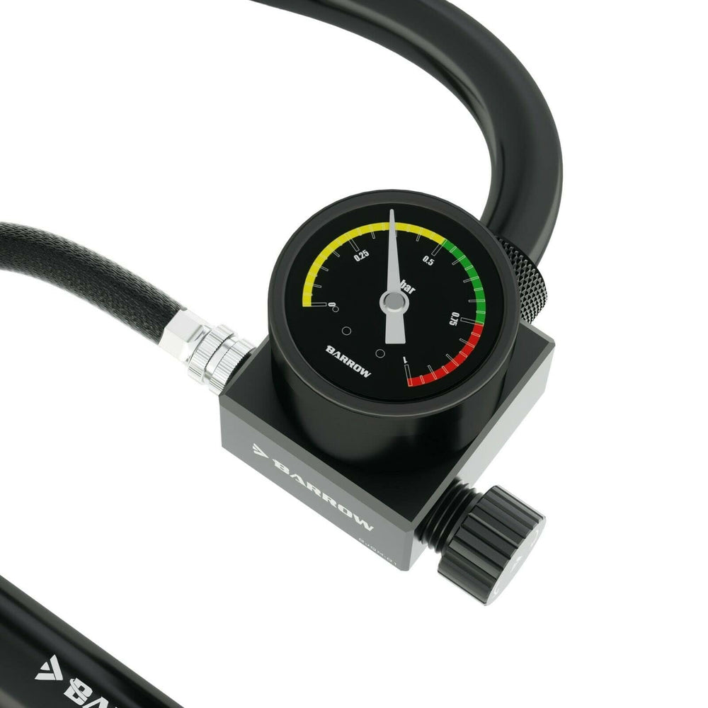 Barrow Manual Air Tightness Tester dial closeup highlighting precision readings
