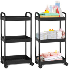 Barydat 3-tier diaper caddy organizer in black keeps newborn essentials within easy reach.