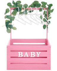 Barydat wooden baby shower crate in pink offers versatile nursery decor and storage.