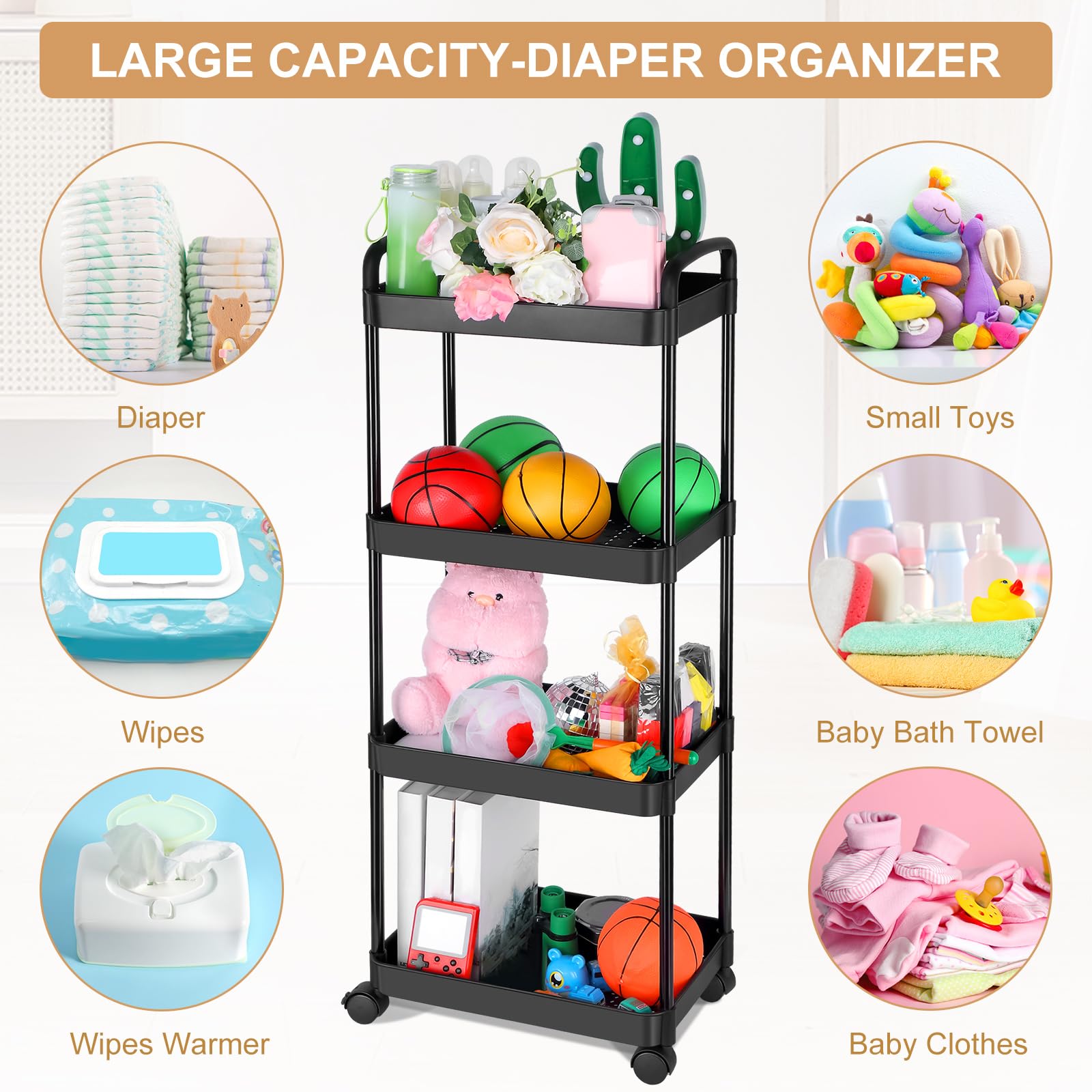 Barydat diaper caddy durable ABS steel construction promises sturdiness.