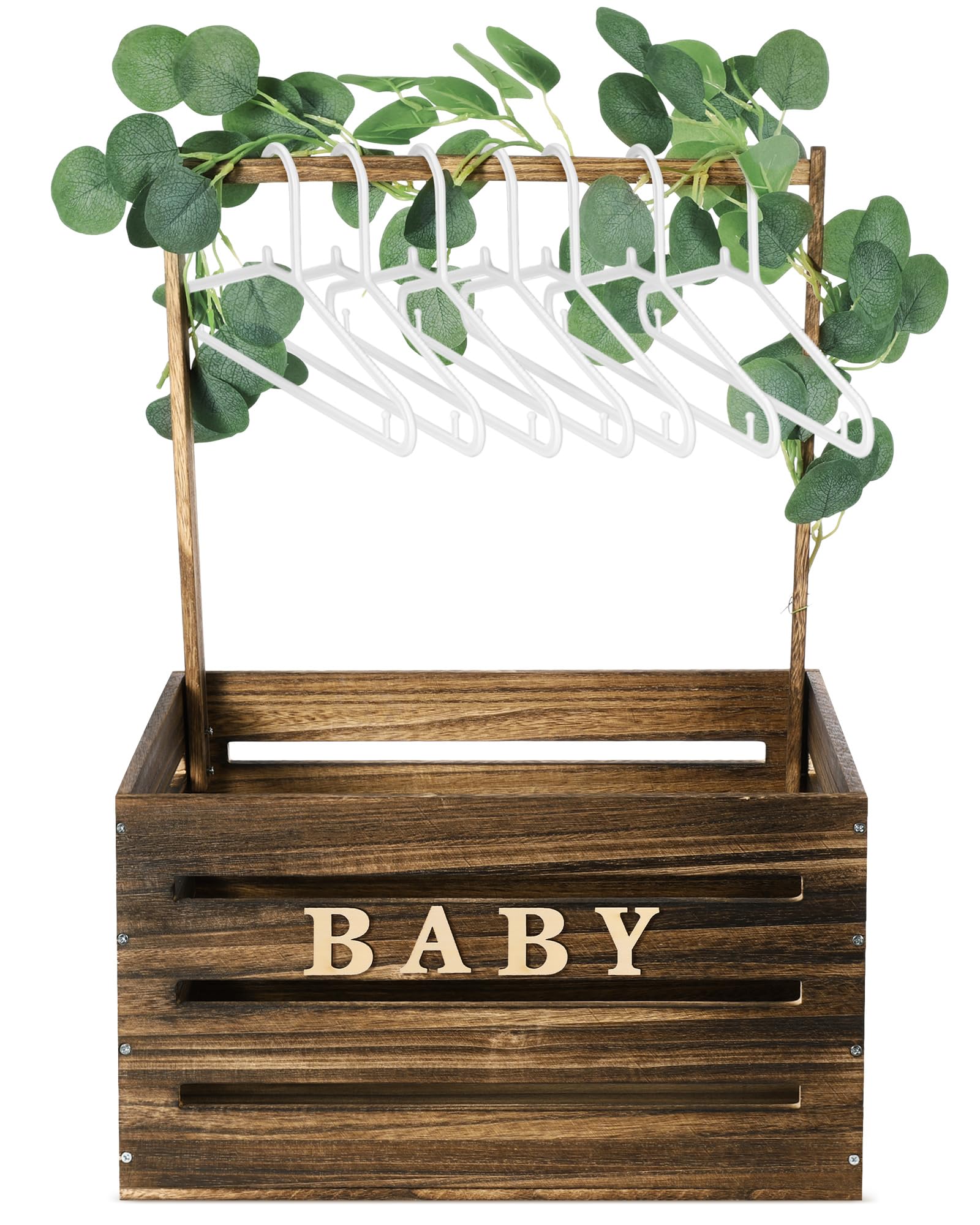 Barydat large wooden baby shower crate open view showcases spacious storage for blankets and toys