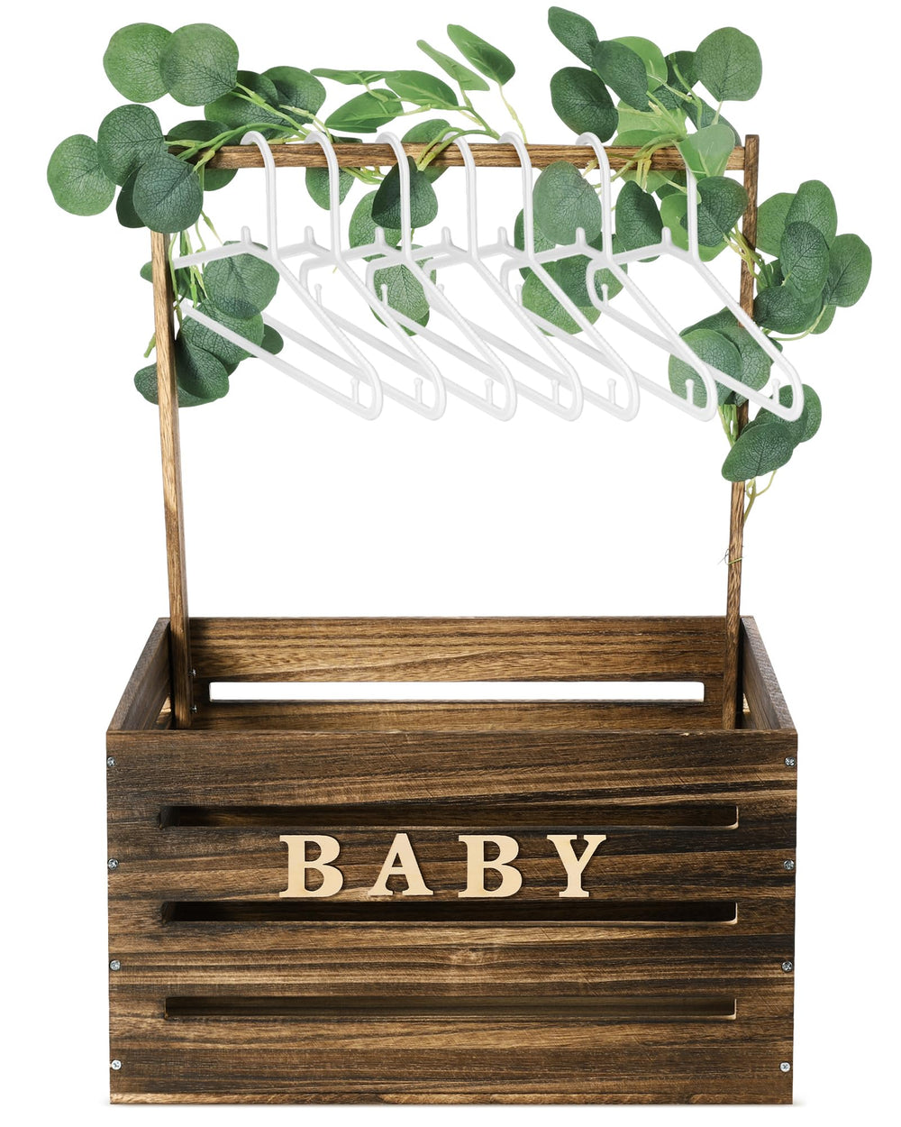 Barydat large wooden baby shower crate open view showcases spacious storage for blankets and toys