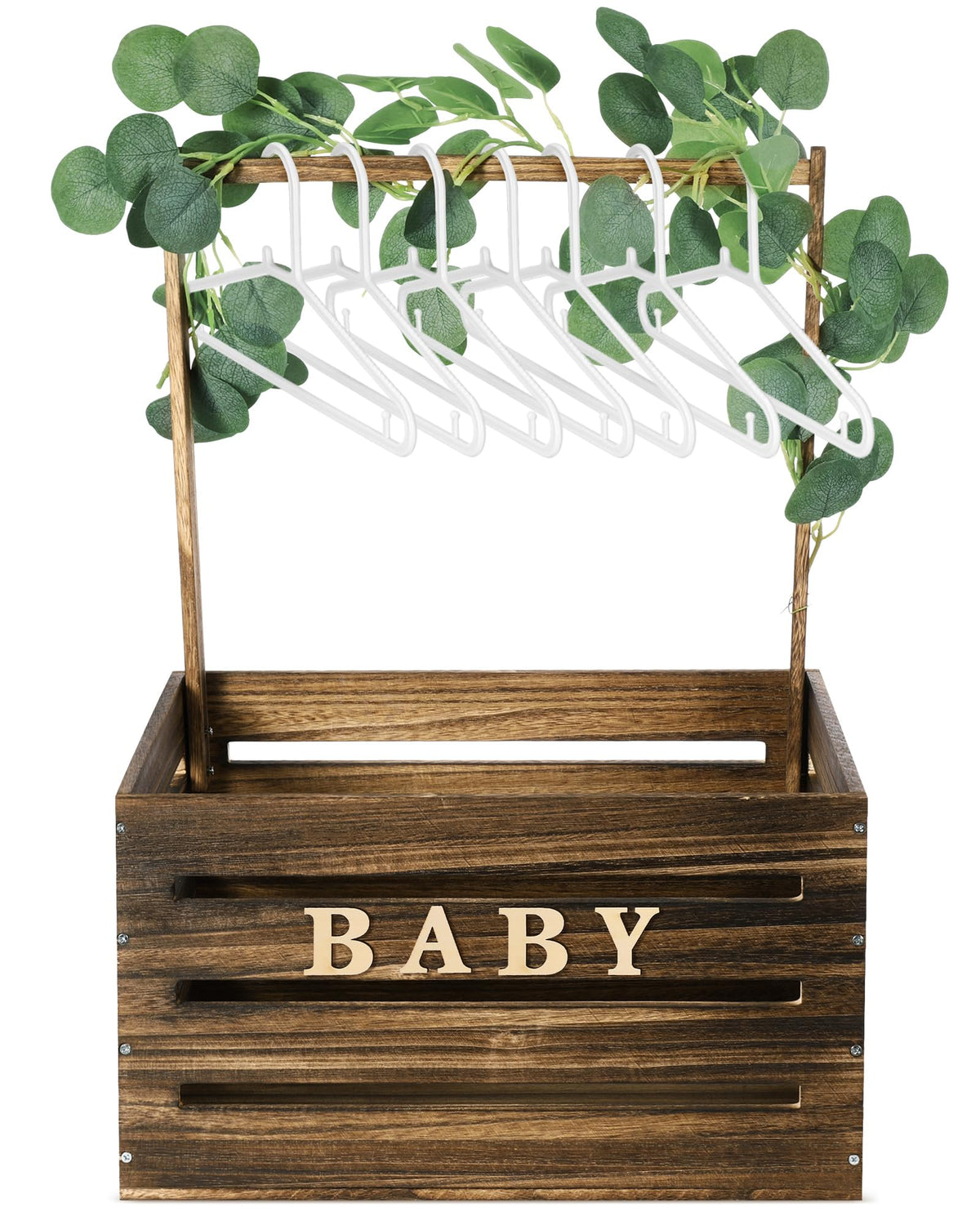 Barydat large wooden baby shower crate open view showcases spacious storage for blankets and toys
