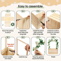 Barydat rose garland on crate adds delicate decorative touch.