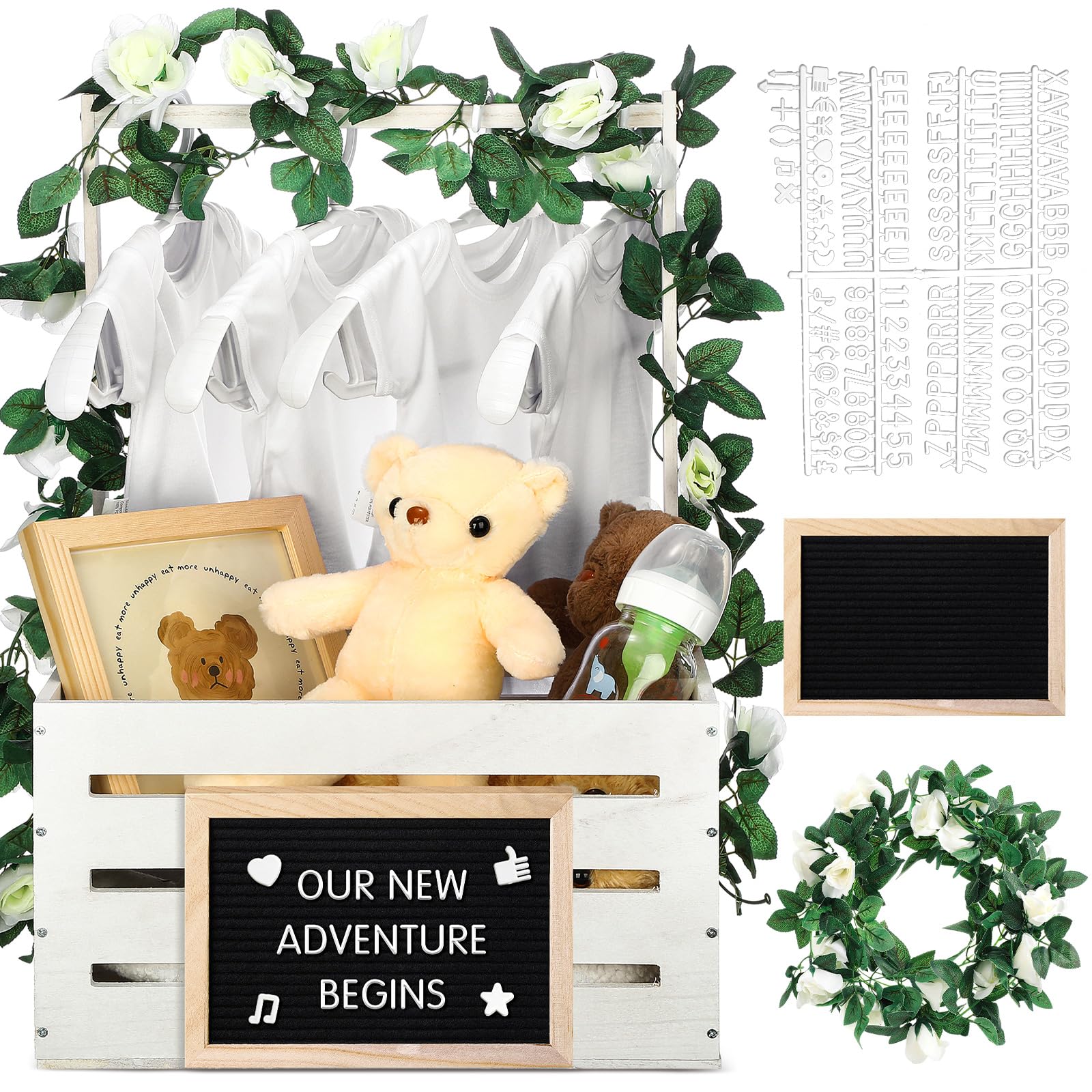 Barydat white crate for baby shower decor and storage solution