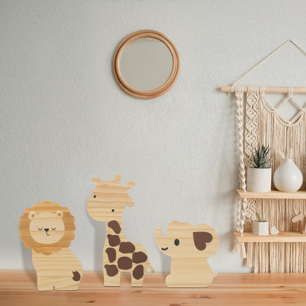 Barydat wood safari nursery decor – ideal baby shower centerpiece on a shelf