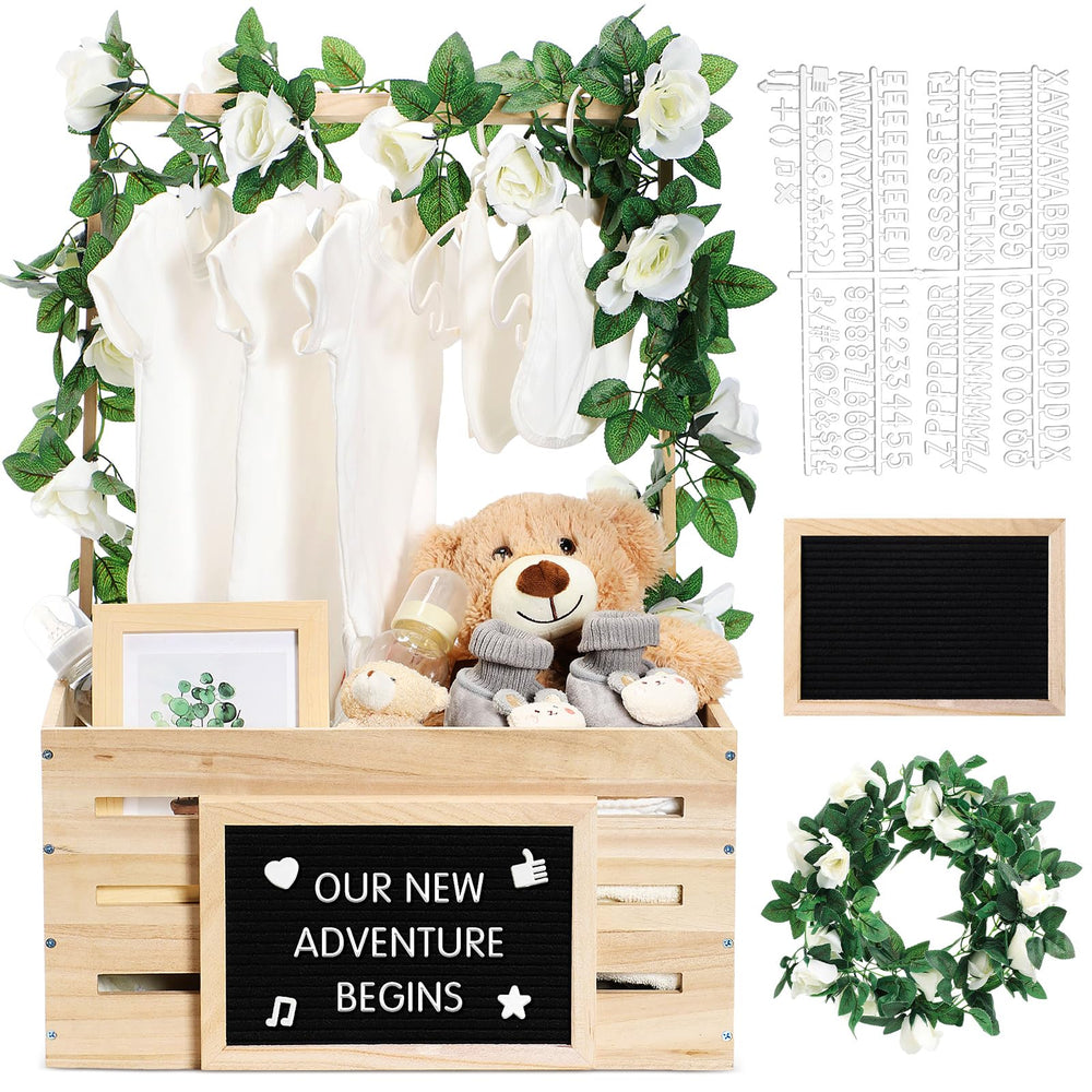 Barydat wooden baby shower crate setup illustrates rustic charm and versatile storage.