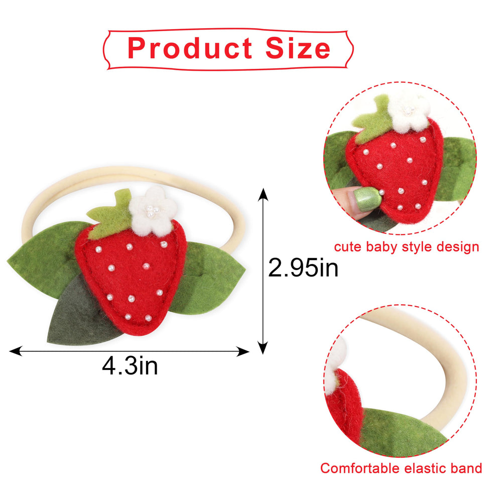 BASCT Strawberry Baby Headband soft-nylon-band highlighting gentle fit for delicate heads.
