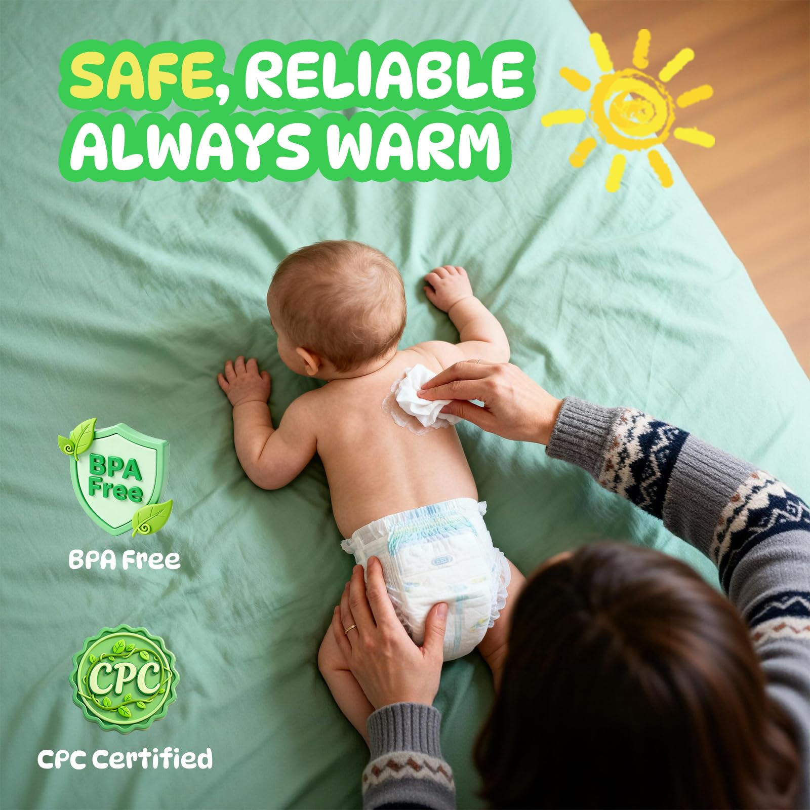 Basece Wipe Warmer holds up to 100 wipes for long intervals between refills.