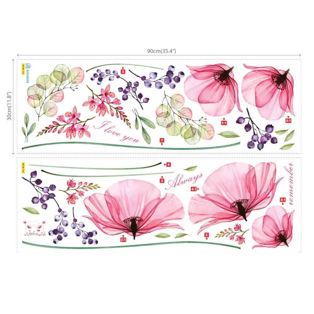 BASHOM Decowall SG2-106 closeup pink flower details