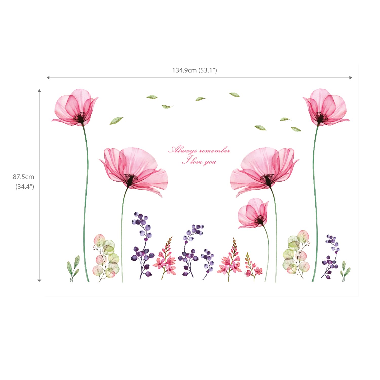 BASHOM Decowall SG2-106 vintage floral accents with pink blooms for interiors