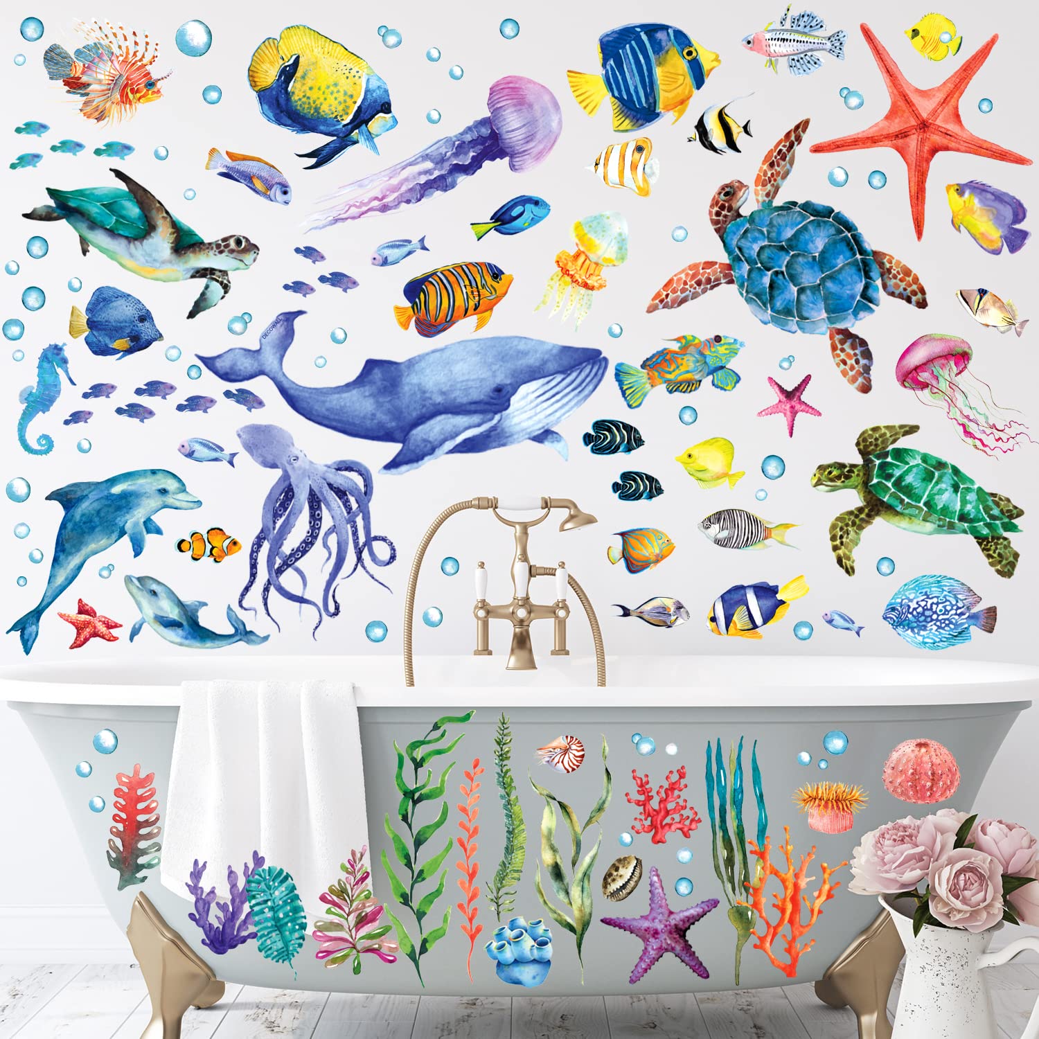 BASHOM DS12-8048 turtle sticker adds friendly sea vibes for imaginative play